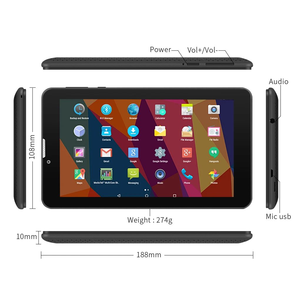 Yuntab черный 7 дюймов Android 5 1 E706 планшетный ПК с сенсорным экраном 1024*600 Двойная