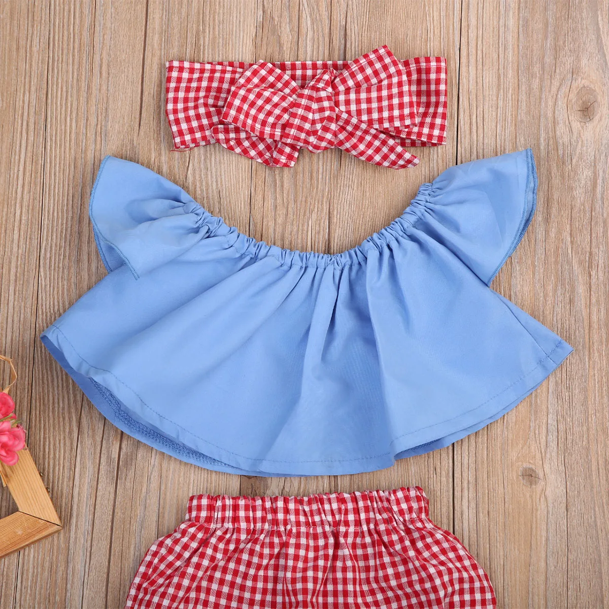 Комплект одежды из 3 предметов с открытыми плечами для маленьких девочек