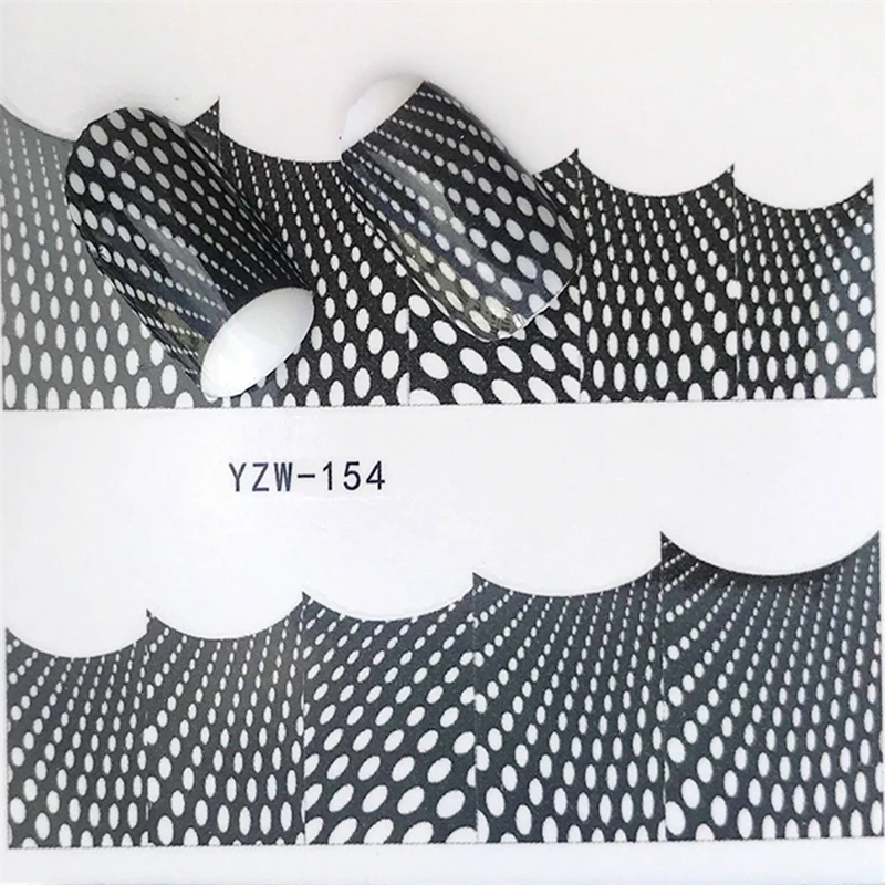 1 лист сетки дизайн черно белые наклейки для ногтей виниловые на ногти