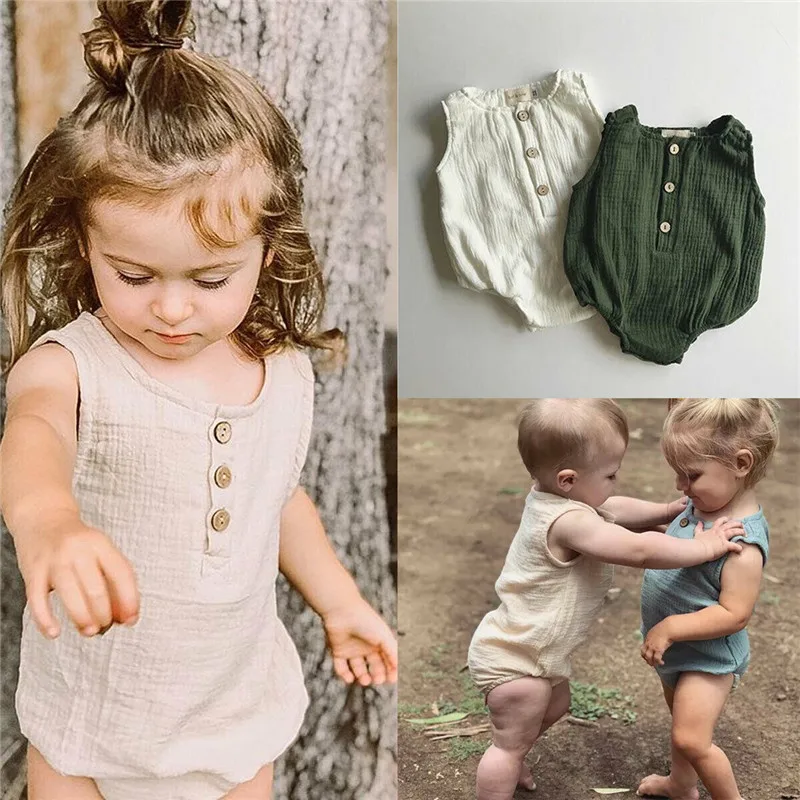 Повседневное хлопковое боди для маленьких девочек и мальчиков комбинезоны