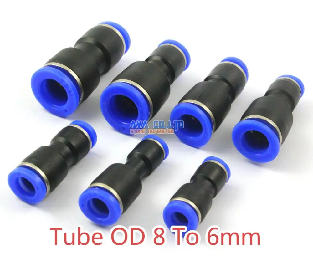 

40 Pieces Pneumatic Straight Reduced Union Tube OD 8 To 6mm Air Push In To Connect Fitting One Touch Quick Release Fitting