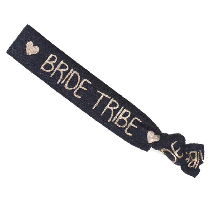Команда надпись «Bride Tribe», платье подружки невесты, резинка для волос браслет завеса тиара створки девичник вечеринка Свадьба Свадебные украшения для душа - Цвет: black bride tribe