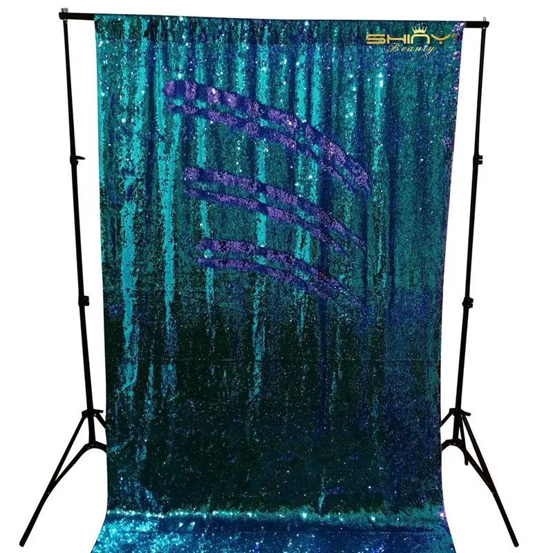 2FTX3FT 5 mmsequin фон Шторы 2 шт. Бирюзовый Фиолетовый Русалка Блестки рыбьей чешуи
