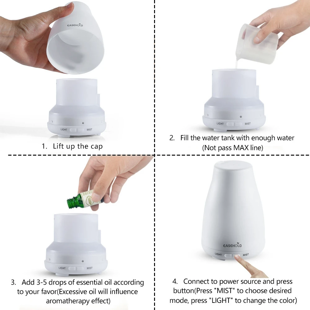 

Aroma Diffuser 7 Color Change Humidifier Ultrasonic Humidifier Aromatherapy Oil Diffuser Cool Mist With Color LED Lights
