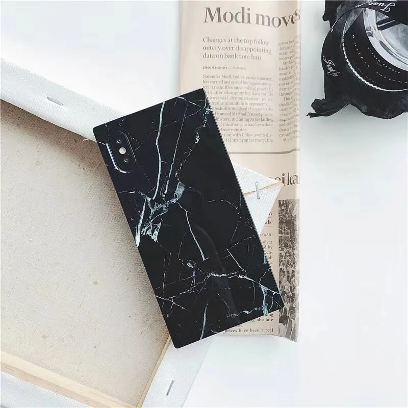 COTPRCO Square Glossy Marble Soft TPU Case For iPhone XS X 8 7 Plus 6 Phone Cases 6s Xs Capas Capa |