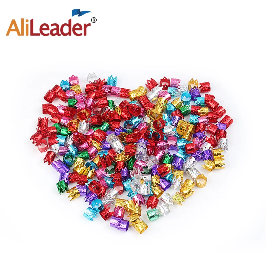 

AliLeader 50/100pcs Metal Hair Ring Dreadlock Beads Crown Hair Cuffs For Braids Adjustable Hair Jewelry For Braids 13mmx10mm