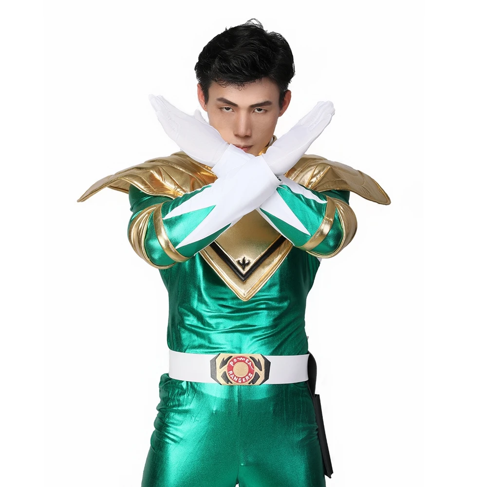 XCOSER Хэллоуин Косплэй могучий Morphin Green Ranger полный набор зеленый костюм из
