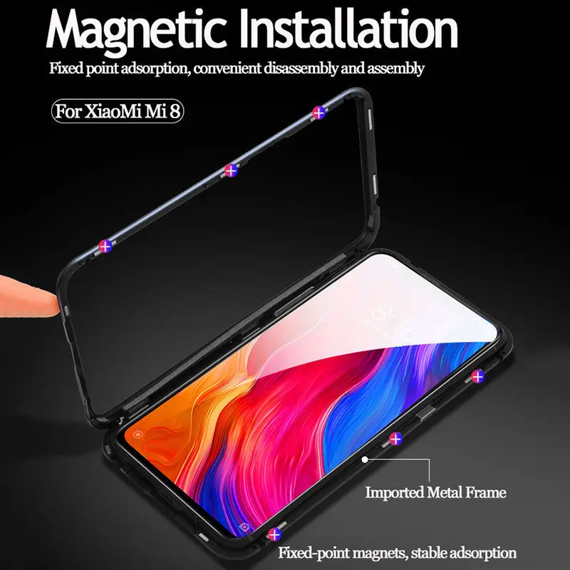 360 магнитный адсорбционный чехол для Xiaomi Mi 8 SE полное покрытие роскошный