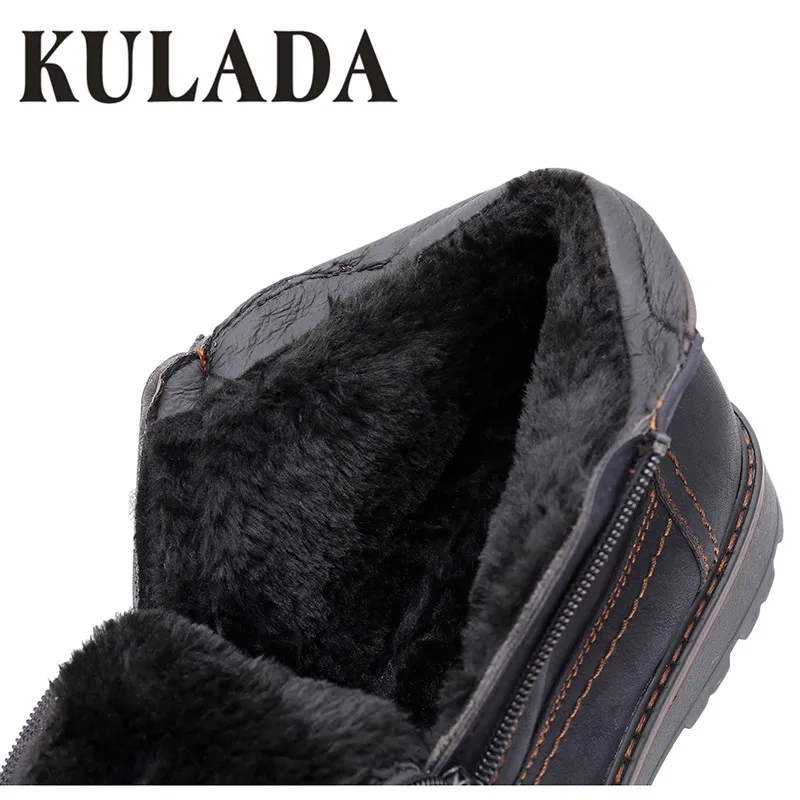 KULADA/2019 мужские ботинки из коровьей замши теплые зимние уличная рабочая обувь