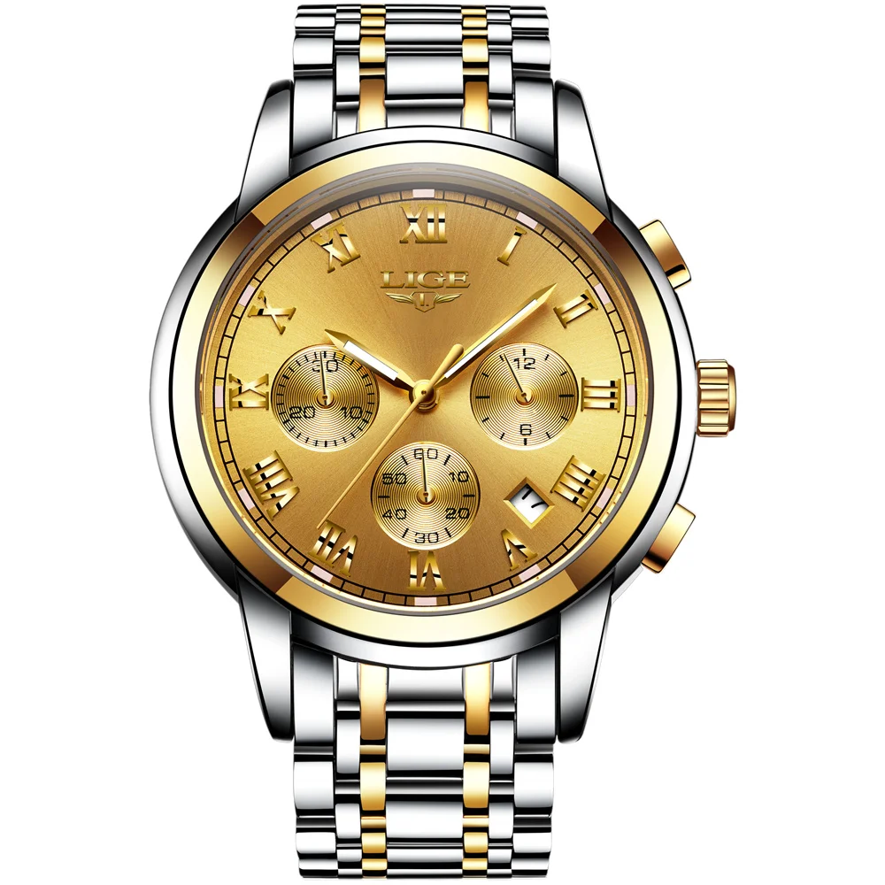 Роскошные мужские кварцевые наручные часы с хронографом часы|masc| |