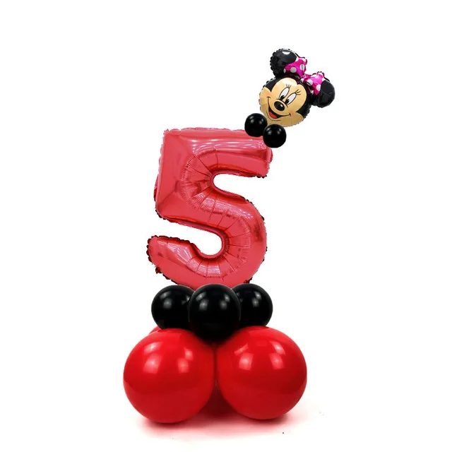 Minnie 5 20 шт./компл. Микки и Минни Маус головки 3" Красный номер Фольга воздушные шары 1st День рождения украшения детский игрушечный детский душ латексная черная Globos - Цвет: Minnie 5