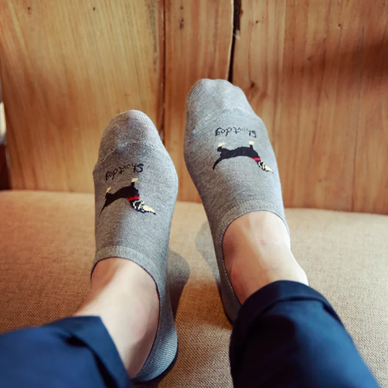2 пар/лот новые мужские хлопковые носки невидимые с мультяшным щенком башмачки