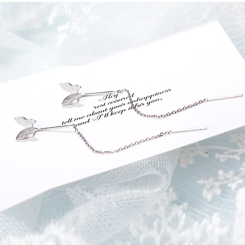

Cute Butterfly Shape Long Link Drop Earrings for Women Girl 2 kinds of wearing methods Dangle Earrings Brinco