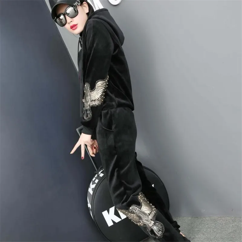 Осенне зимняя одежда вельветовый спортивный костюм костюмы женский комплект 2