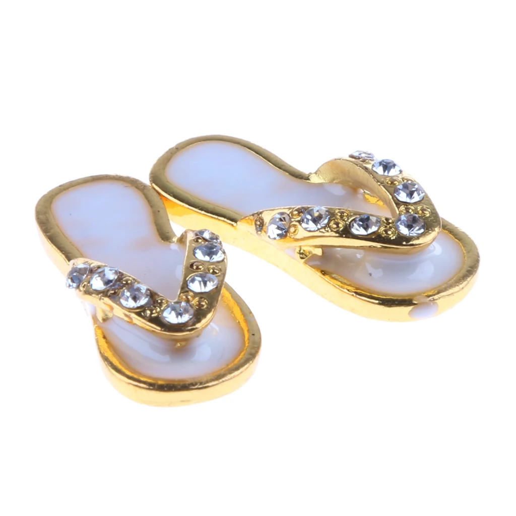 2 пары женских туфель на высоком металлическом каблуке Тапочки со стразами 1:12