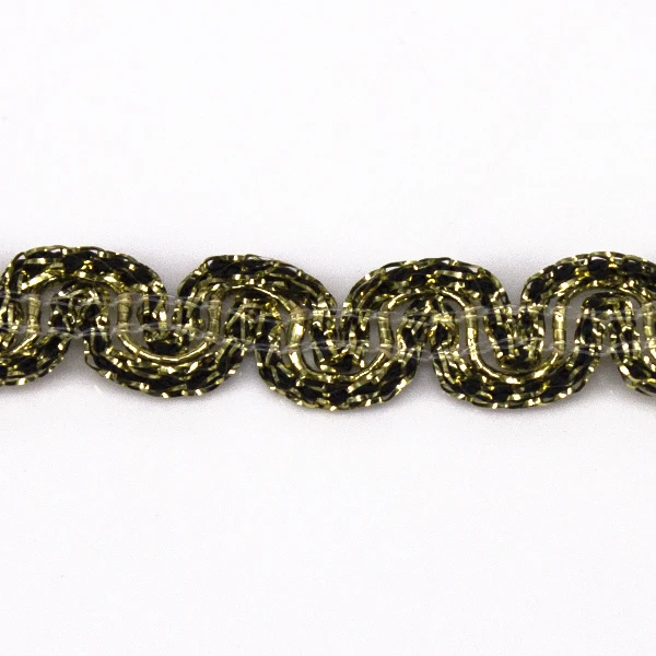 Черная Золотая плетеная кружевная ткань отделка модно украшенная ленточная