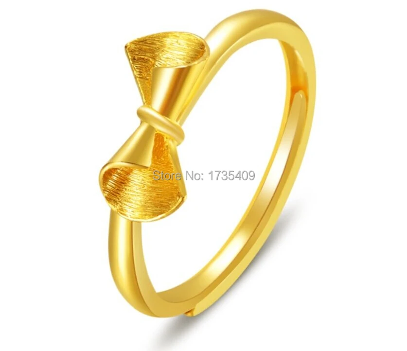 Кольцо из желтого золота 24 карата/кольцо принцессы с бантом бабочкой/3 38 г/США