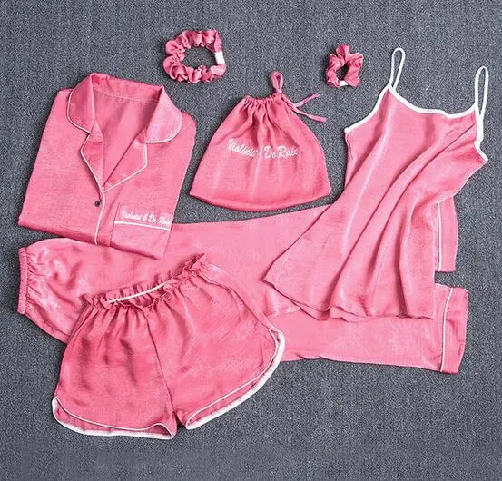 Пижамный комплект из 7 предметов женская одежда для сна шелка тутового