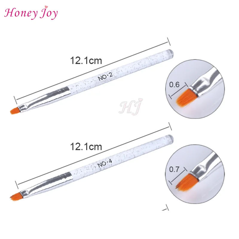7PCS Nail Brushes Acrylic Flat UV Gel Builder Brush Art Tips Painting Pen Glitter Handle Design Salon DIY Tool | Красота и здоровье
