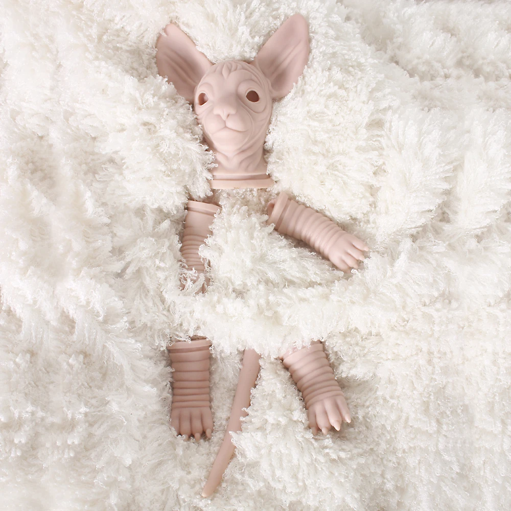 

Real Touch Silicone 18inch Reborn Kits Sphynx Cat Limb Mold Realistic Cat Model Doll Unpainted DIY Handwork