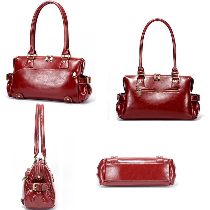 

Luxury Handbags Women Shoulder Bags Designer Genuine Leather Boston Bag High Quality Burgundy Famous Brands Ladies Hand Bags