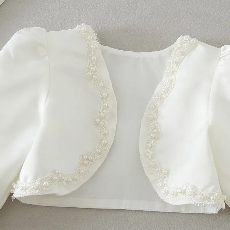 Новая модная женская куртка-болеро из бисера атласный болеро короткий кардиган