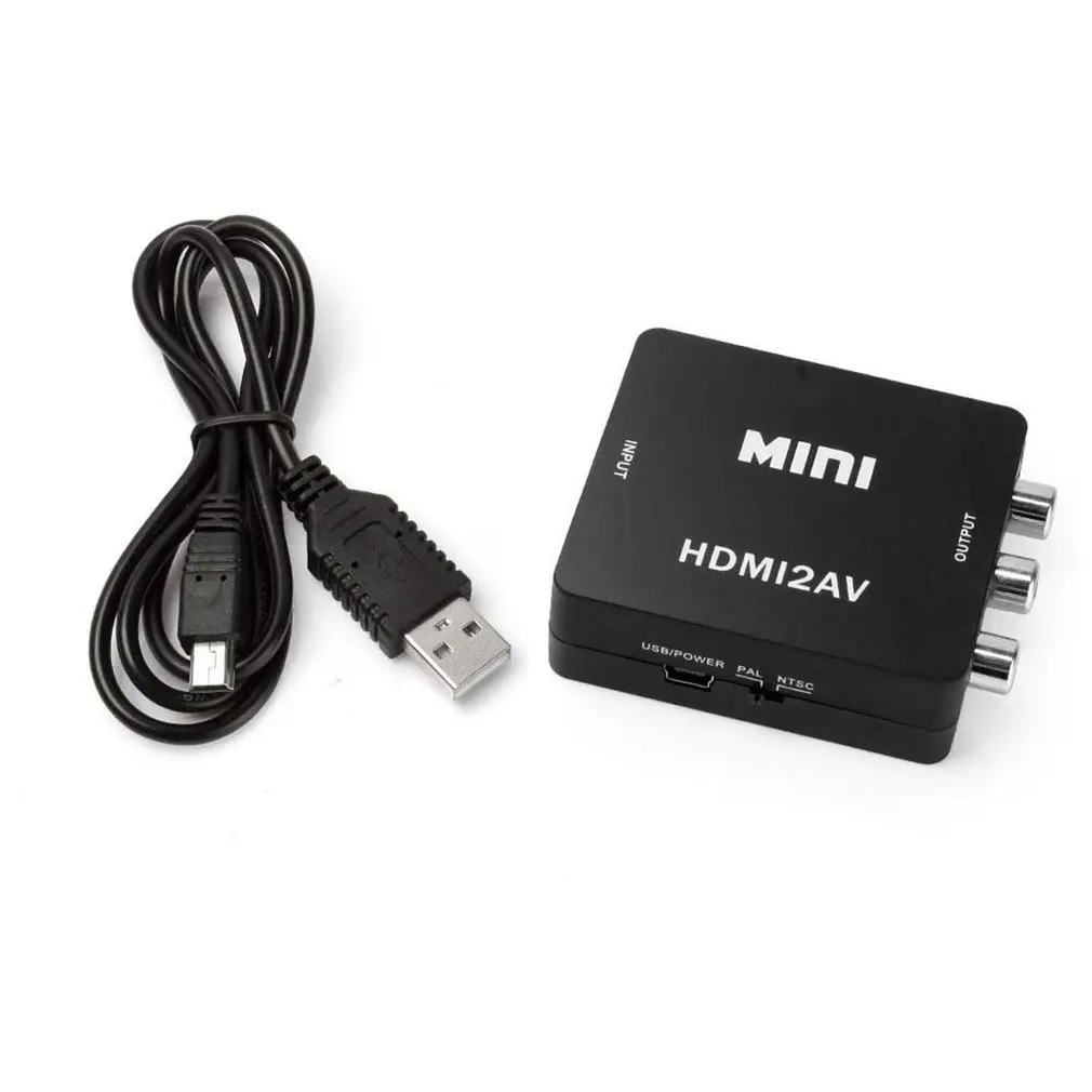 1080P мини HDMI к VGA к RCA AV композитный адаптер конвертер с 3,5 мм аудио кабель VGA2AV/CVBS+ аудио к ПК HDTV конвертер