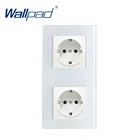 Вертикальная панель из хрустального стекла, 16 А, европейский размер 110 В-240 В, двойная розетка европейского стандарта, Размер 172*86 мм