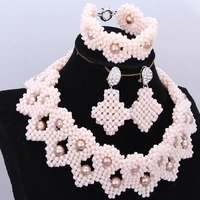 african beads jewelry set nigerian wedding african beads beige plant crystal necklace set 100 handmade bridal jewelry set 2018