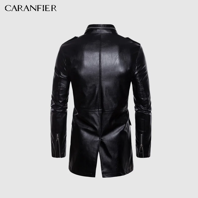 Мужские кожаные куртки CARANFIER мотоциклетная ветровка средней длины байкерские