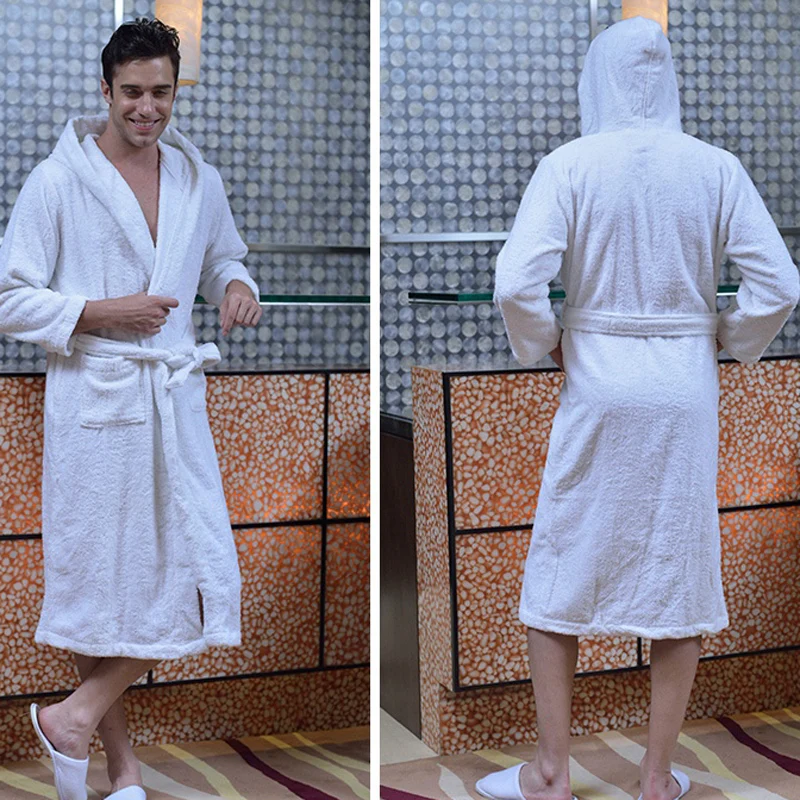 Банный халат с капюшоном из 100% хлопка для мужчин и женщин легко впитывает