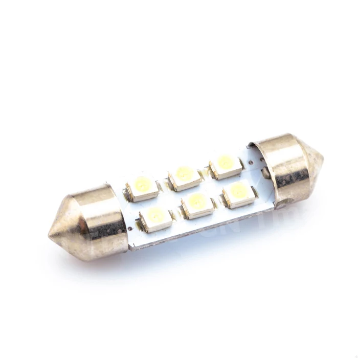 1 ШТ. 3528/1210 6smd 6led 6 smd led 36 мм Белый SMD LED Автомобилей На Крыше Купола Фестона Карта