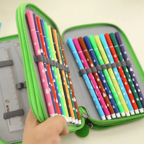 Fabirc Карандаш сумка эскиз пенал большой улыбкой молния Многослойные отверстие