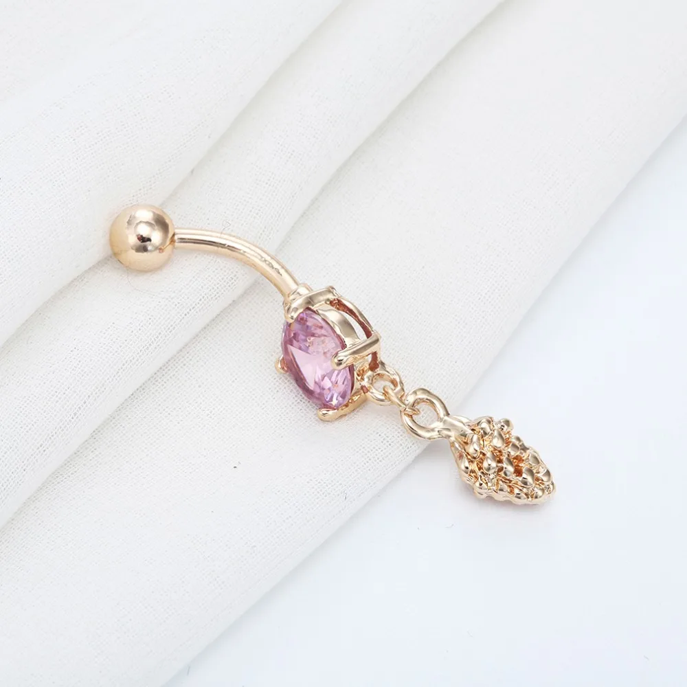 Женское кольцо пуговица с фиолетовым камнем|crystal belly button rings|belly ringsbutton ring |