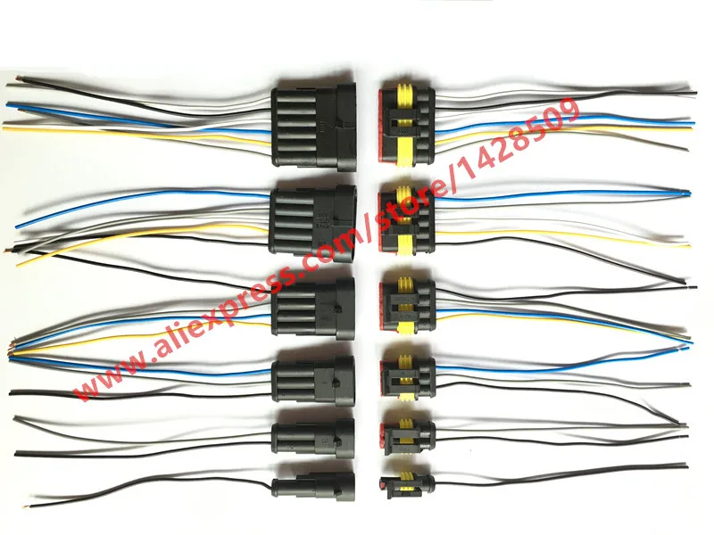 Водонепроницаемый Электрический кабель Superseal AMP Tyco 1 5 30 комплектов 1/2/3/4/5/6 Pin