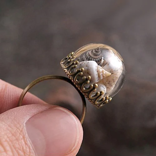 3 шт. настоящее кольцо в виде ракушки Wish Ring Корона основа, оправа кольца кольцо для террариума подарок для нее