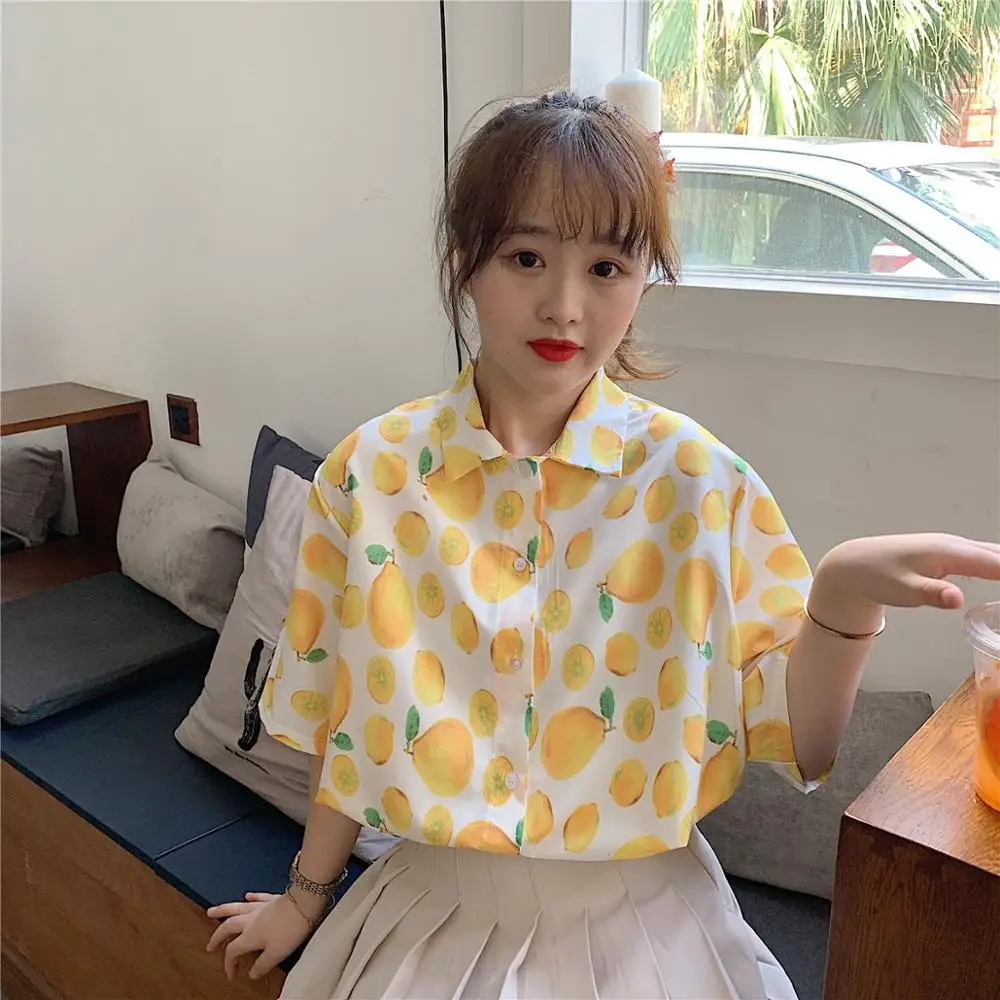 

Dioufond Floral Print Cotton Blouse Women Short Sleeve Shirts Female Summer Beach Shirt single size Blusas Clothing Fashion