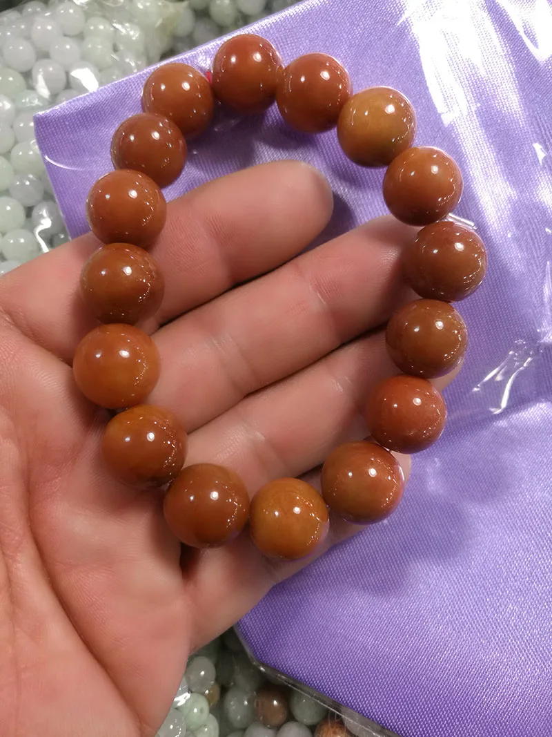 

Natural Jadeite A red color Bead Bracelet Hand Carved Jewelry Gifts Wholesale 12mm