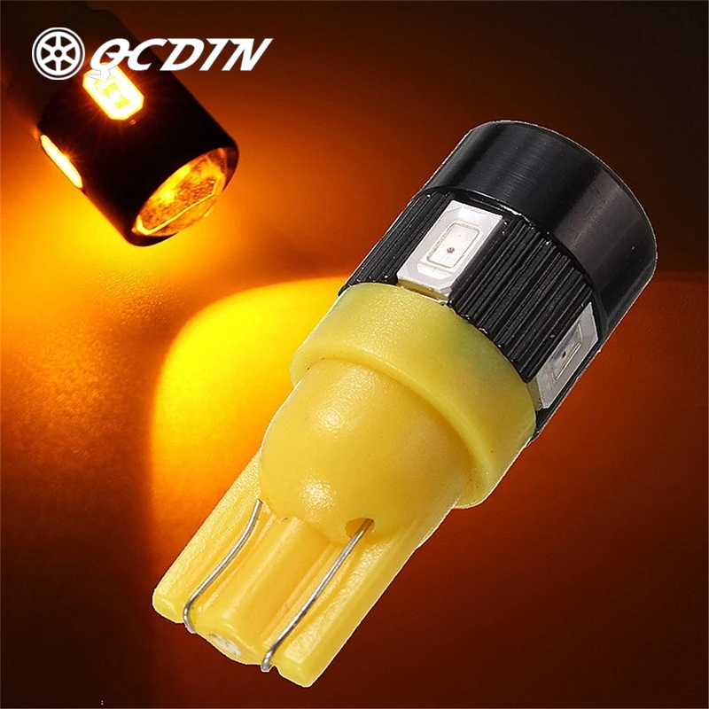QCDIN 2X 6500K желтый светодиодный 6/5630/SMD DC 12V T10 5630 проектор лампа для чтения светильник