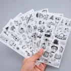 Декоративные наклейки для скрапбукинга, белыечерные стикеры с рисунком, 6 листов в упаковке