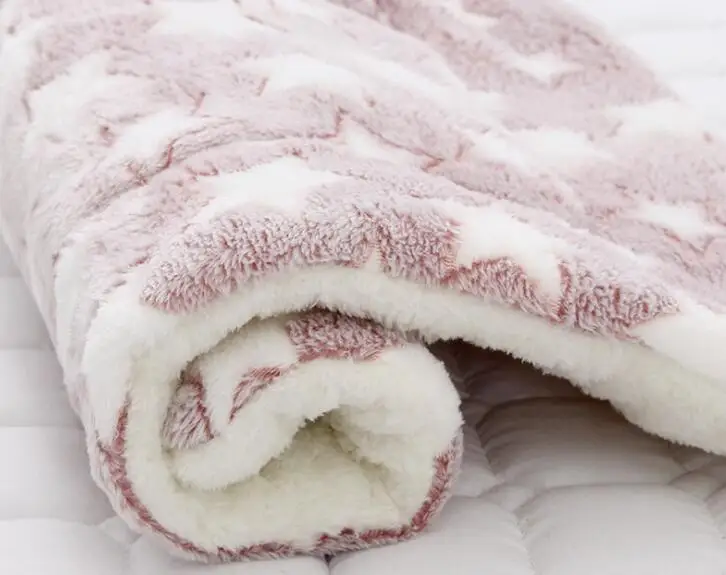 light pink whitestar Супер мягкая кровать для питомца фланелевая бархатная плюс ПП хлопковая подушка для собаки кошки глубокий сон большая собачья Конура для щенка котенка кровать 6 размеров 8 цветов - Цвет: light pink whitestar