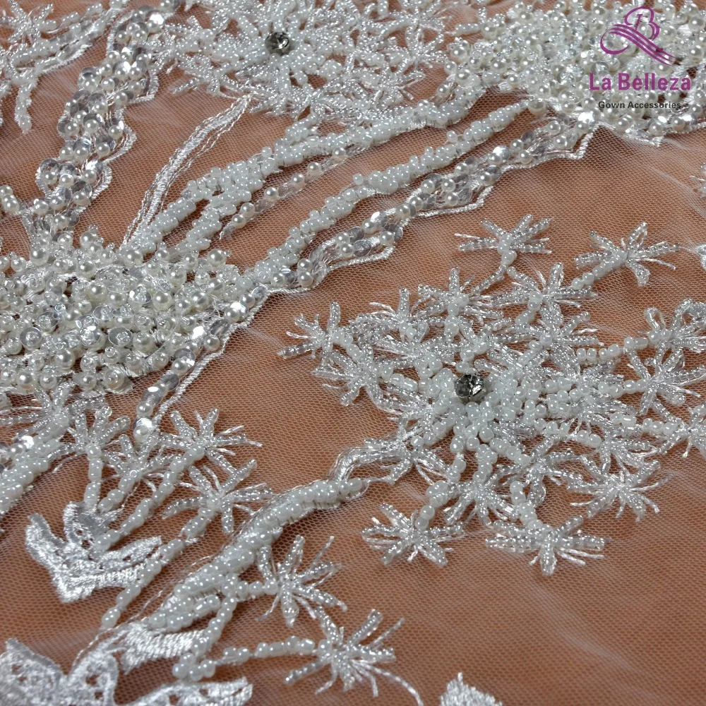 La Belleza/новый модный дизайн кружевная ткань из стразов цвета слоновой