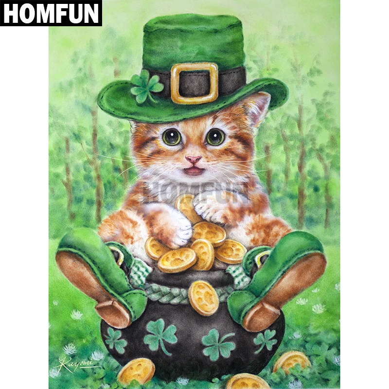 

HOMFUN Full Square/Round Drill 5D DIY Diamond Painting "Lucky Cat" Embroidery Cross Stitch 5D Home Decor Gift A02248