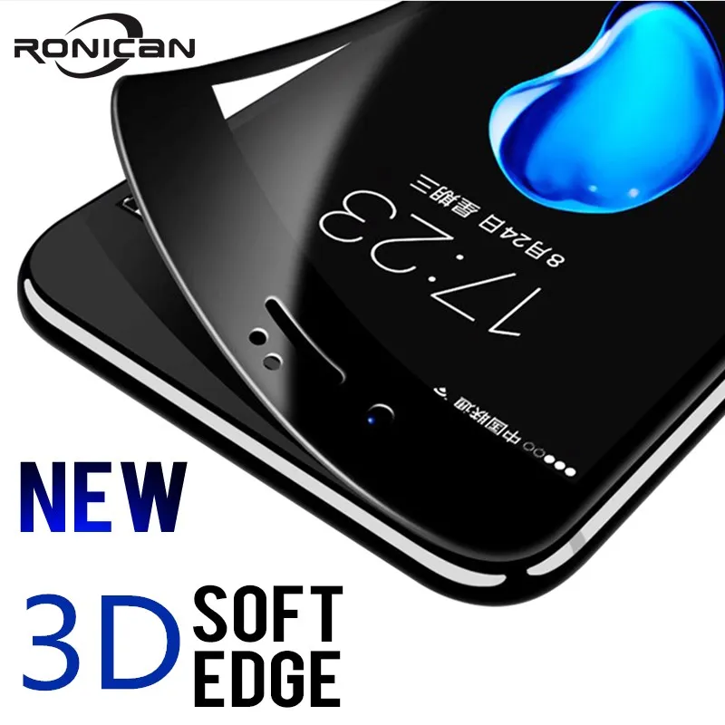 Защитная пленка 9H для iPhone X 6 6S 7 8 Plus глянцевая 3D изогнутая закаленная стеклянная