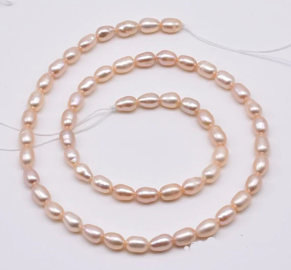 

New 5-6mm Freshwater Pearl Loose Beads,Pink Rice Genuine Pearl Jewellery,15inches One Full Strand,Free Shipping