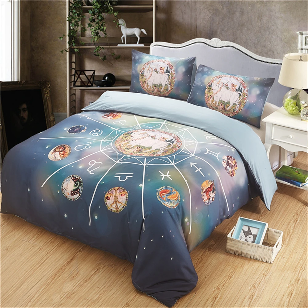 12 Constellation Pattern Best Bedding Sets Sagittarius for Kids Teens Reversible Bed Collection Duvet Cover 2/3 Piece | Дом и сад