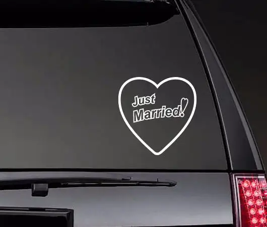 

Just Married Heart Wedding Car Decals Decor Decals Car Window Trunk Art Decoration Car Styling Waterproof ZP0687
