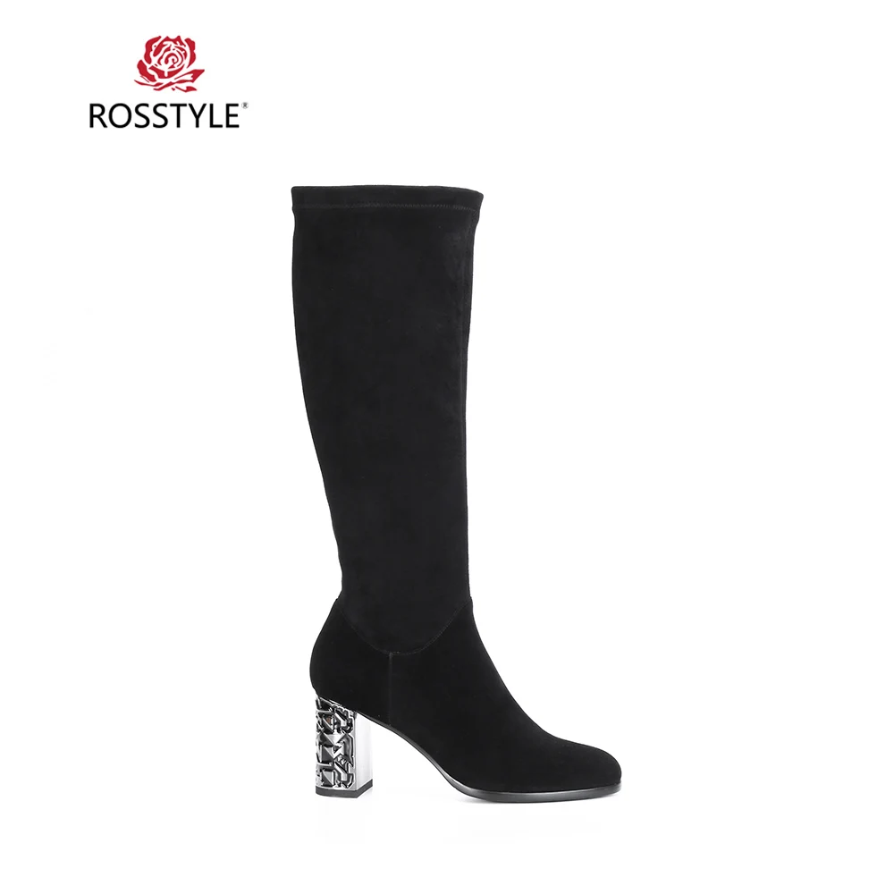 Женские замшевые сапоги ROSSTYLE простые однотонные Классические Теплые до колена