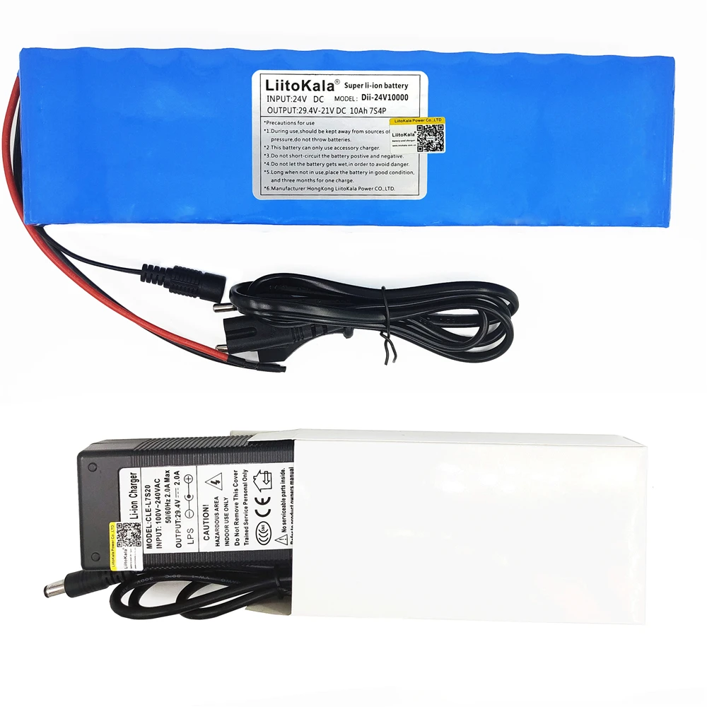 Liitokala DC 24V 10ah 7S4P батареи 15A BMS 250W 29 4 V 10000 mAh батарея для мотора стул набор