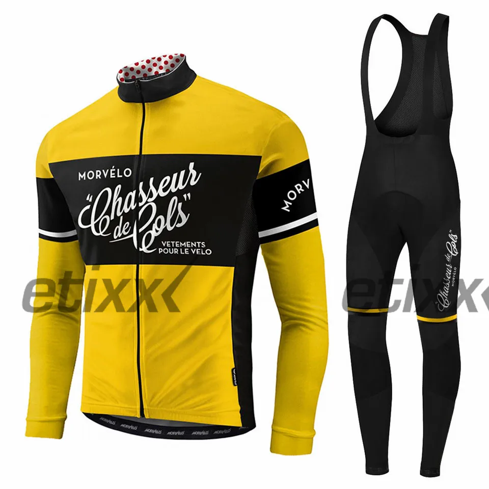 Spring autumn team Morvelo long sleeve cycling jersey set Ropa Ciclismo breathable racing bike clothing MTB Bike 9D gel pad - Цвет: 4